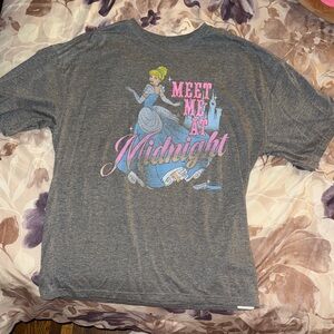 Disney Gray Crewneck Tee with Castle Logo Print